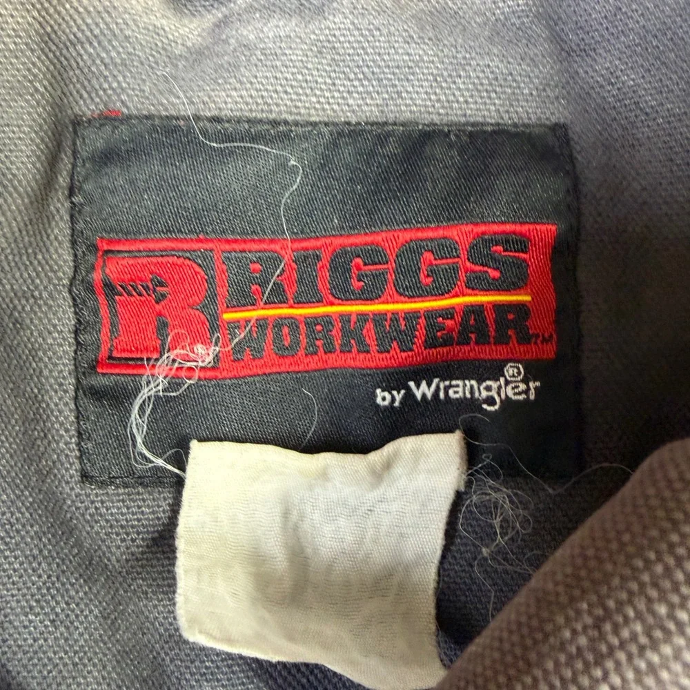Wrangler Riggs Workwear Canvas Jacket Mens Gray Distressed Faded Full Zip XL